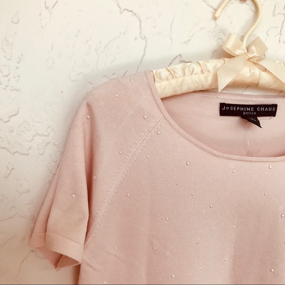 Pretty in Pink Silk Blend Fine Knit Pearly Top - Picture 1 of 6